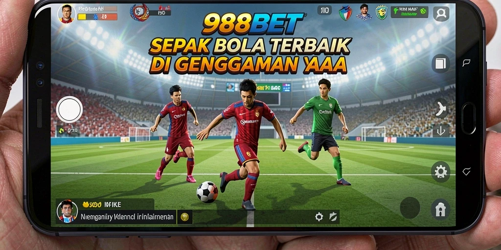 Screenshot gameplay 988BET menampilkan aksi sepak bola yang intens.