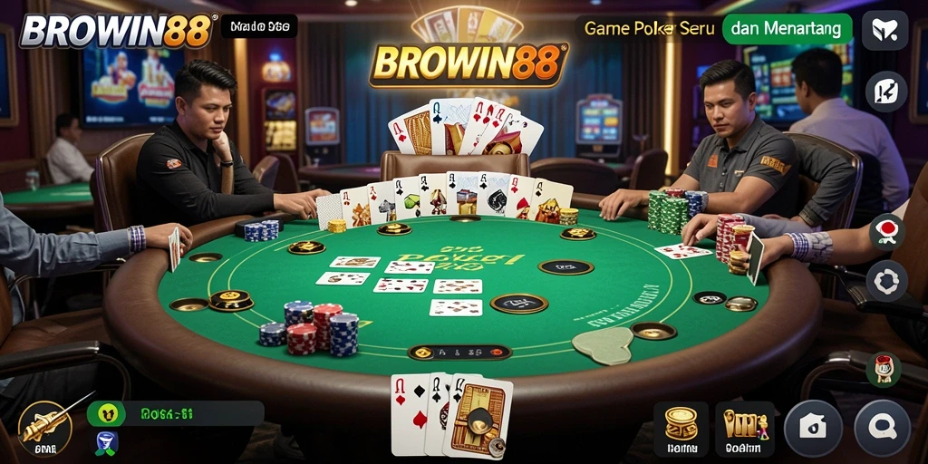 Screenshot BROWIN88 menampilkan aksi seru permainan Poker.