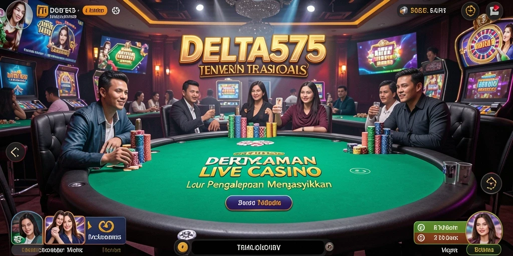 Screenshot gameplay DELTA575 yang menampilkan dealer langsung dalam aksi.
