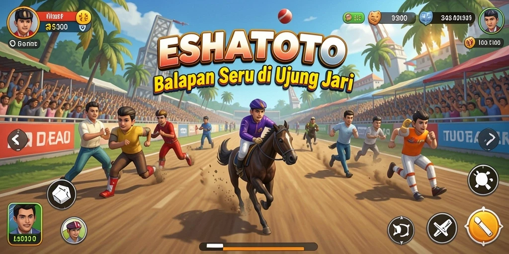 Tangkapan layar gameplay ESHATOTO menampilkan balapan mendebarkan di lintasan.