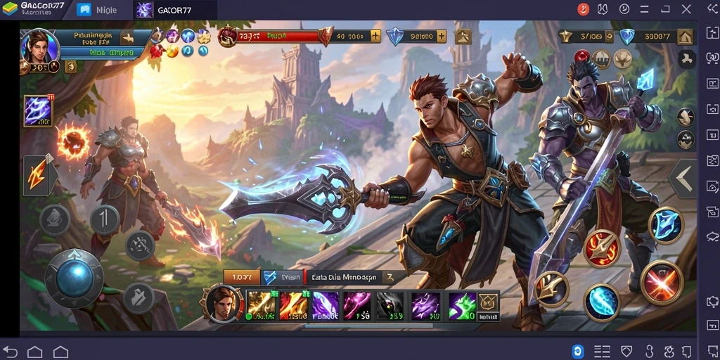 Tampilan screenshot GACOR77 menampilkan aksi intens dalam dunia MMORPG.