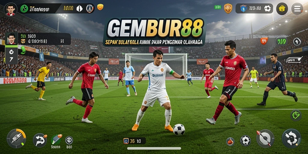 Tampilan aksi seru dalam permainan sepak bola GEMBUR88.