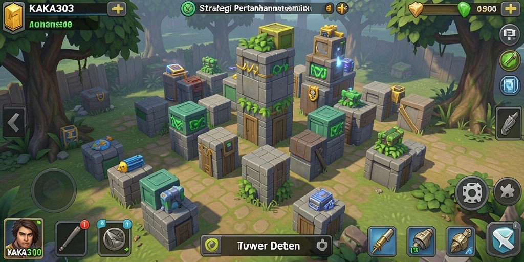 Screenshot KAKA303 menampilkan aksi seru dalam game Tower Defense dengan menara yang siap bertahan.