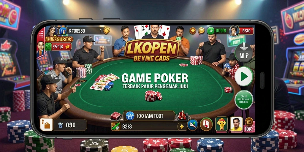 Tangkapan layar utama LKOPEN menunjukkan gameplay Poker yang seru dan menarik.