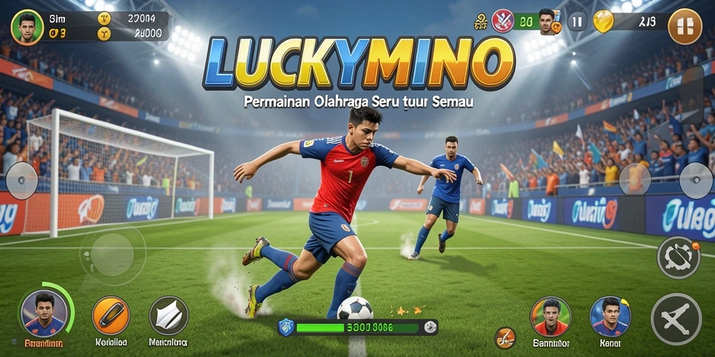 Tampilan seru dalam gameplay olahraga LUCKYMINO.