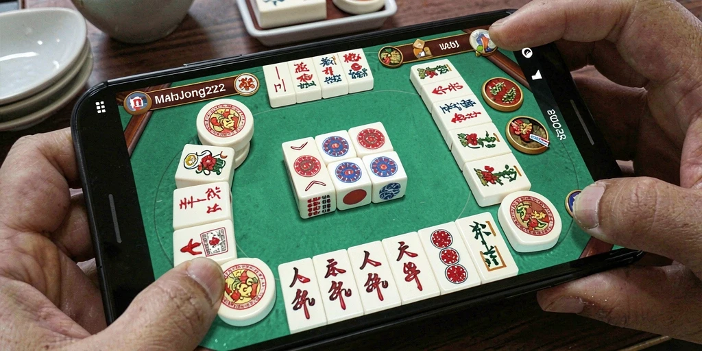 Tampilan gameplay seru dari MAHJONG222 di mode QiuQiu.