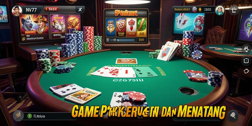 Tampilan permainan Poker yang mendebarkan dalam NV77.