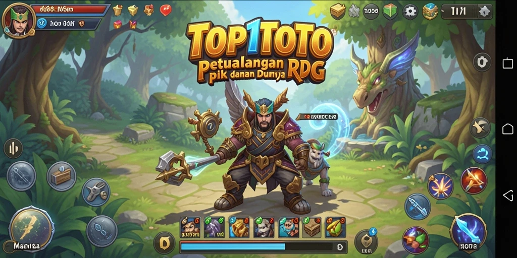 Tampilan gameplay <strong>TOP1TOTO</strong> yang menampilkan pertempuran epik dan pemandangan indah.