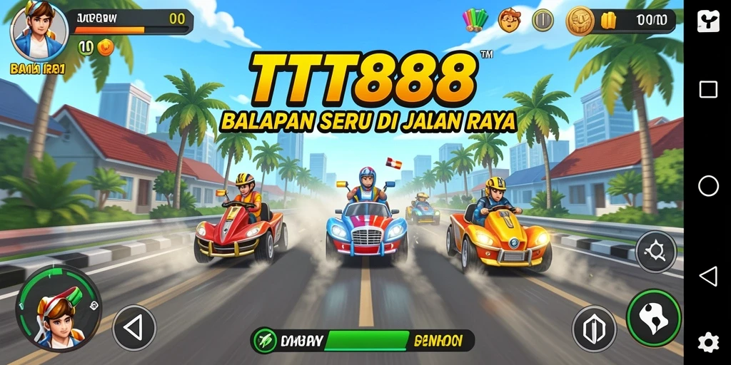 Screenshot gameplay TTT888 menampilkan aksi balapan yang mendebarkan.