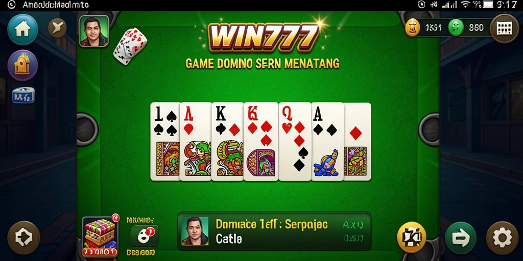 Screenshot dari gameplay WIN777 yang menunjukkan suasana seru permainan Domino.