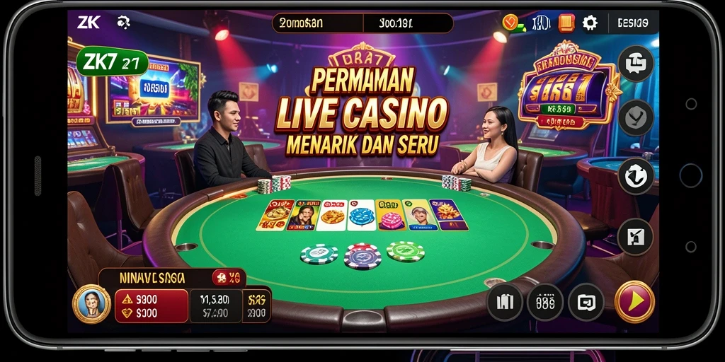 Tampilan gameplay langsung di aplikasi Live Casino ZK7.
